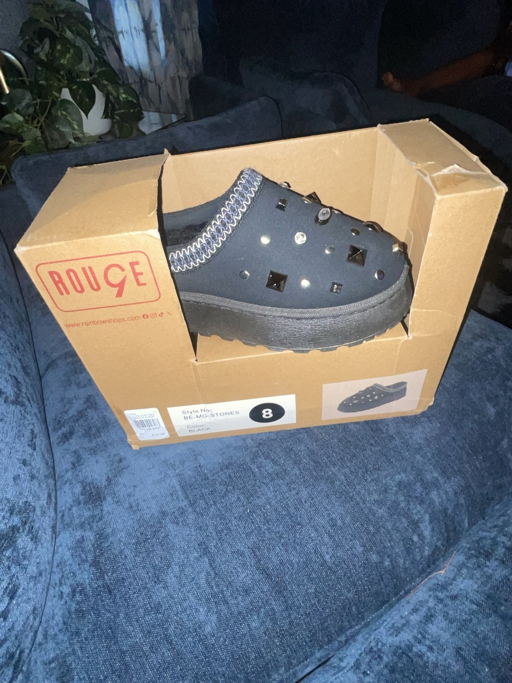 Rouge! Black Studded Platform Slip-On Clog